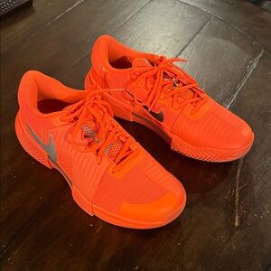 Nike Men's Athletic Tennis Shoes in Bright Orange with Gray Accents